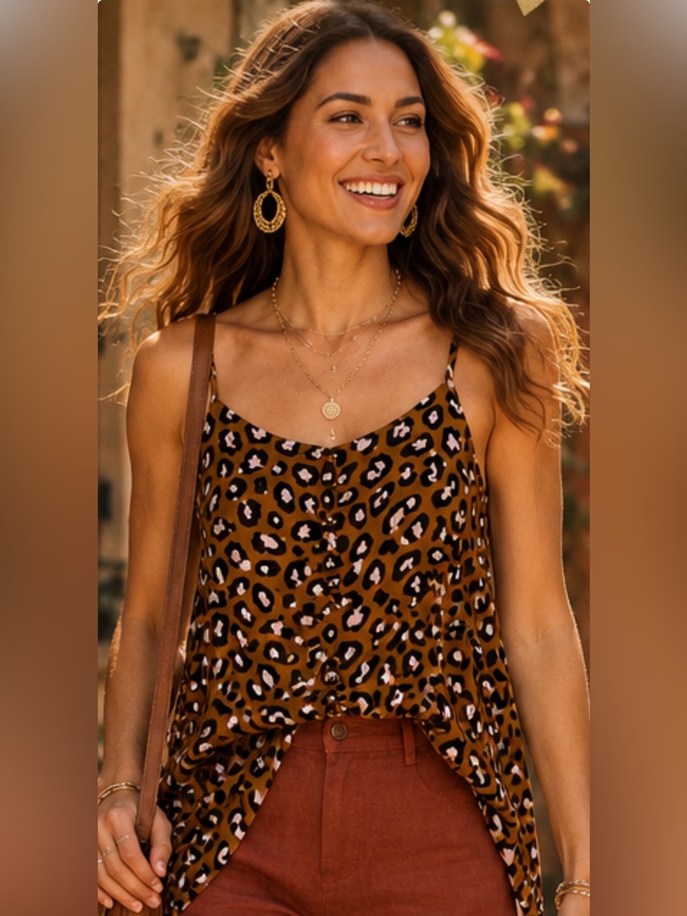 Old Navy Leopard Cheetah Print Swing Cami Tank Top Small Pink Spots Small S